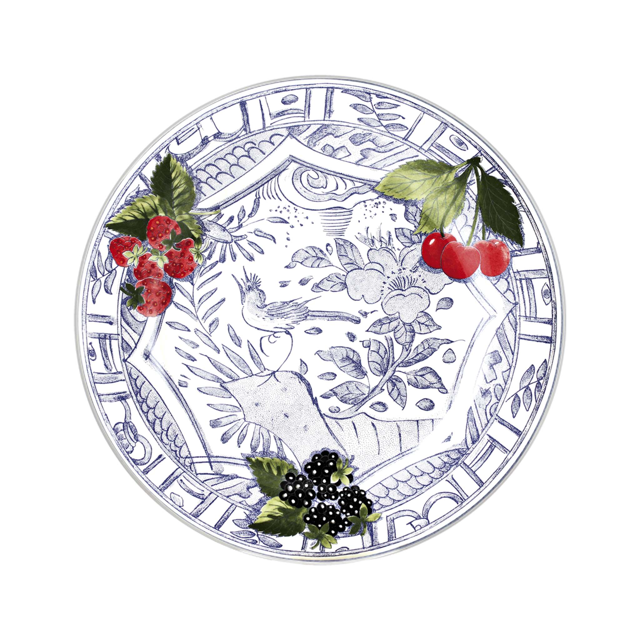 Gien Set of 4 Dinner Plates - Oiseau Bleu Fruits
