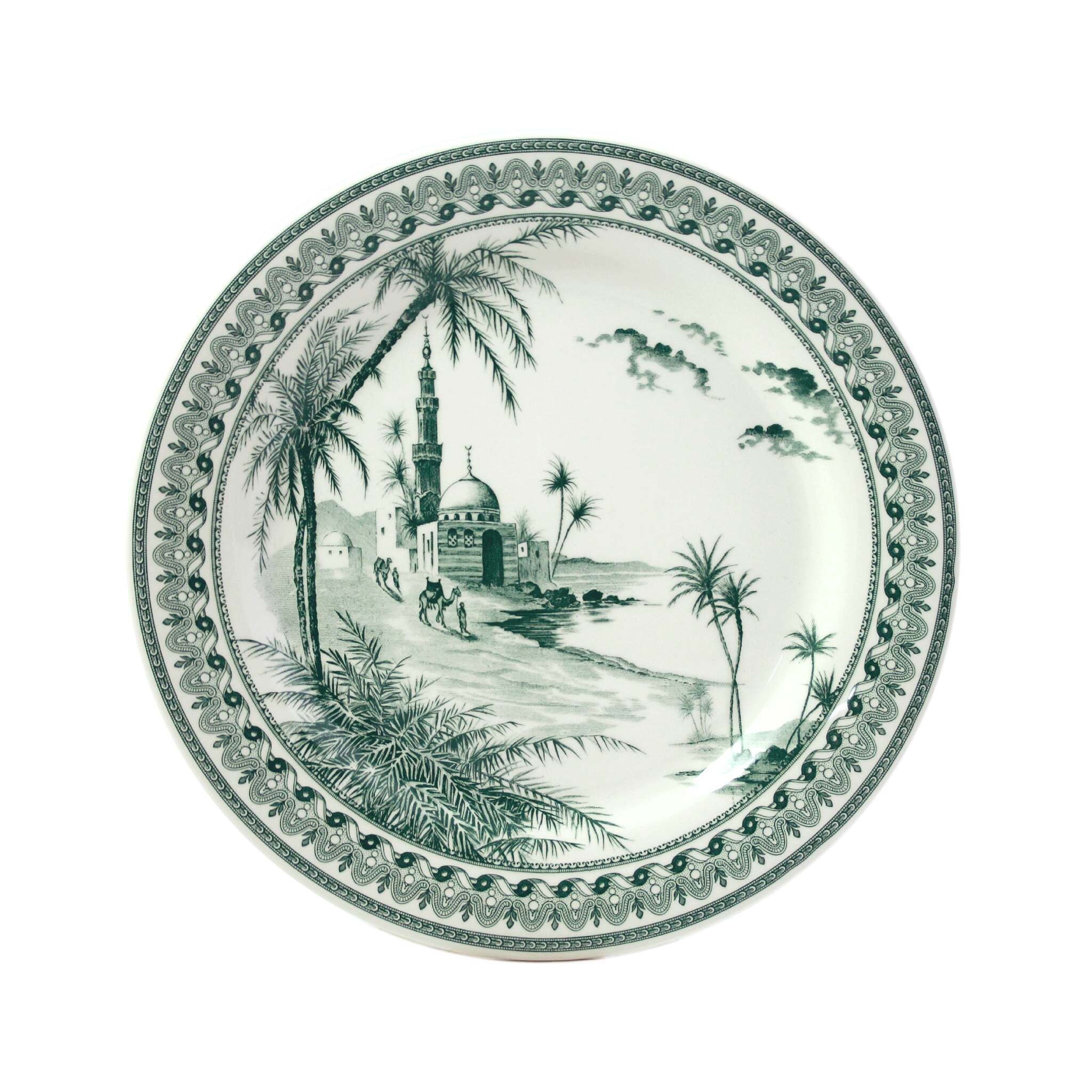Gien Set of 4 Dinner Plates Vues D'Orient - Les Dépareillées Green