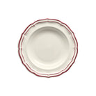 Gien Set of 4 Rim Soups - Filet Burgundy Soup Plates & Rimmed Soup Bowl