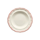 Gien Set of 4 Rim Soups - Filet Coral Soup Plates & Rimmed Soup Bowl