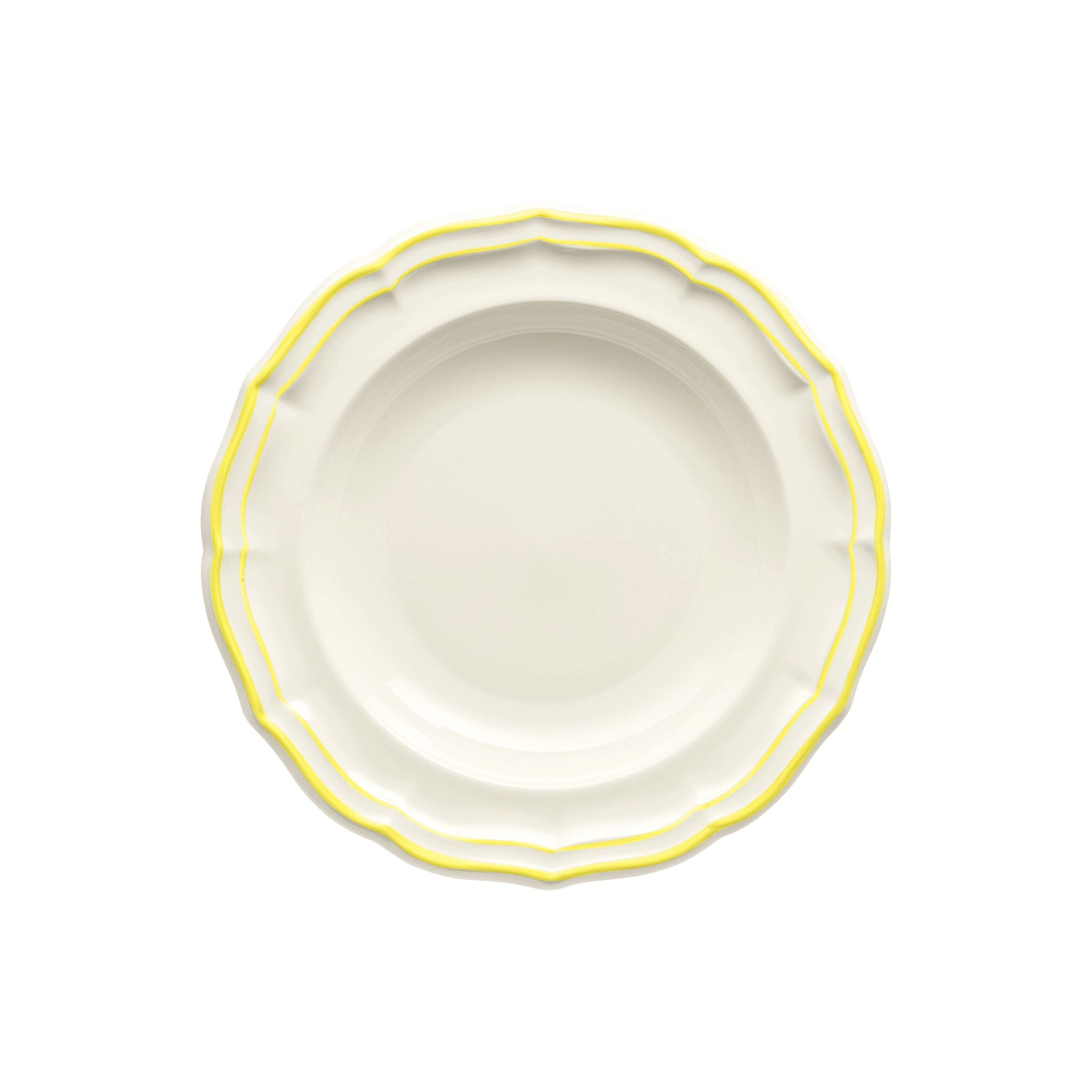 Gien Set of 4 Rim Soups - Filet Lemon Soup Plates & Rimmed Soup Bowl