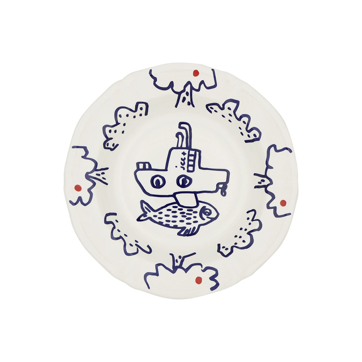 Gien Set of 6 Assorted Rim Soups - L'Archipel Sentimental Soup Plates & Rimmed Soup Bowl, alternate view