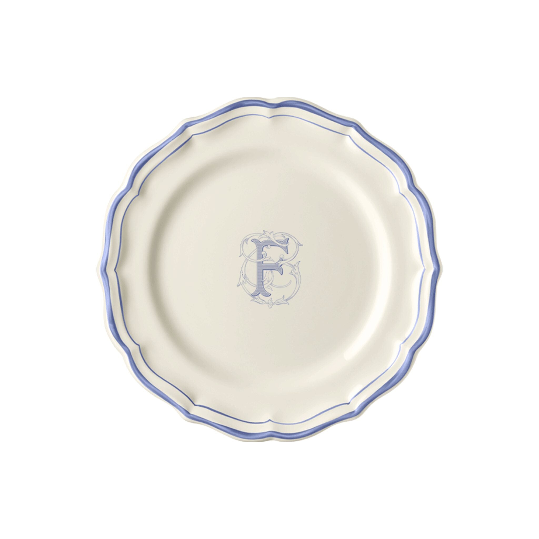 Gien Set of 6 Dessert Plates F - Filet Blue Monogram