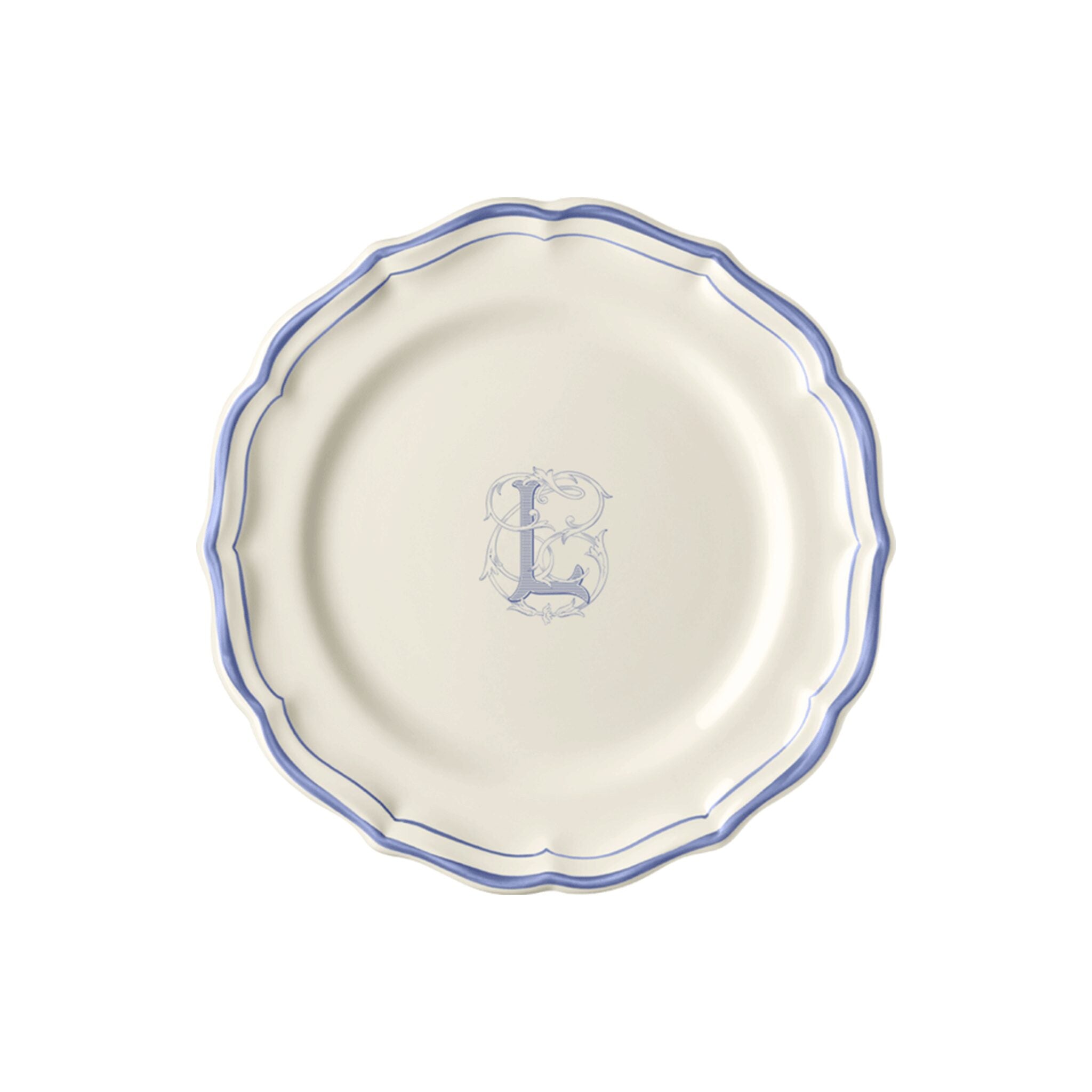 Gien Set of 6 Dessert Plates L - Filet Blue Monogram