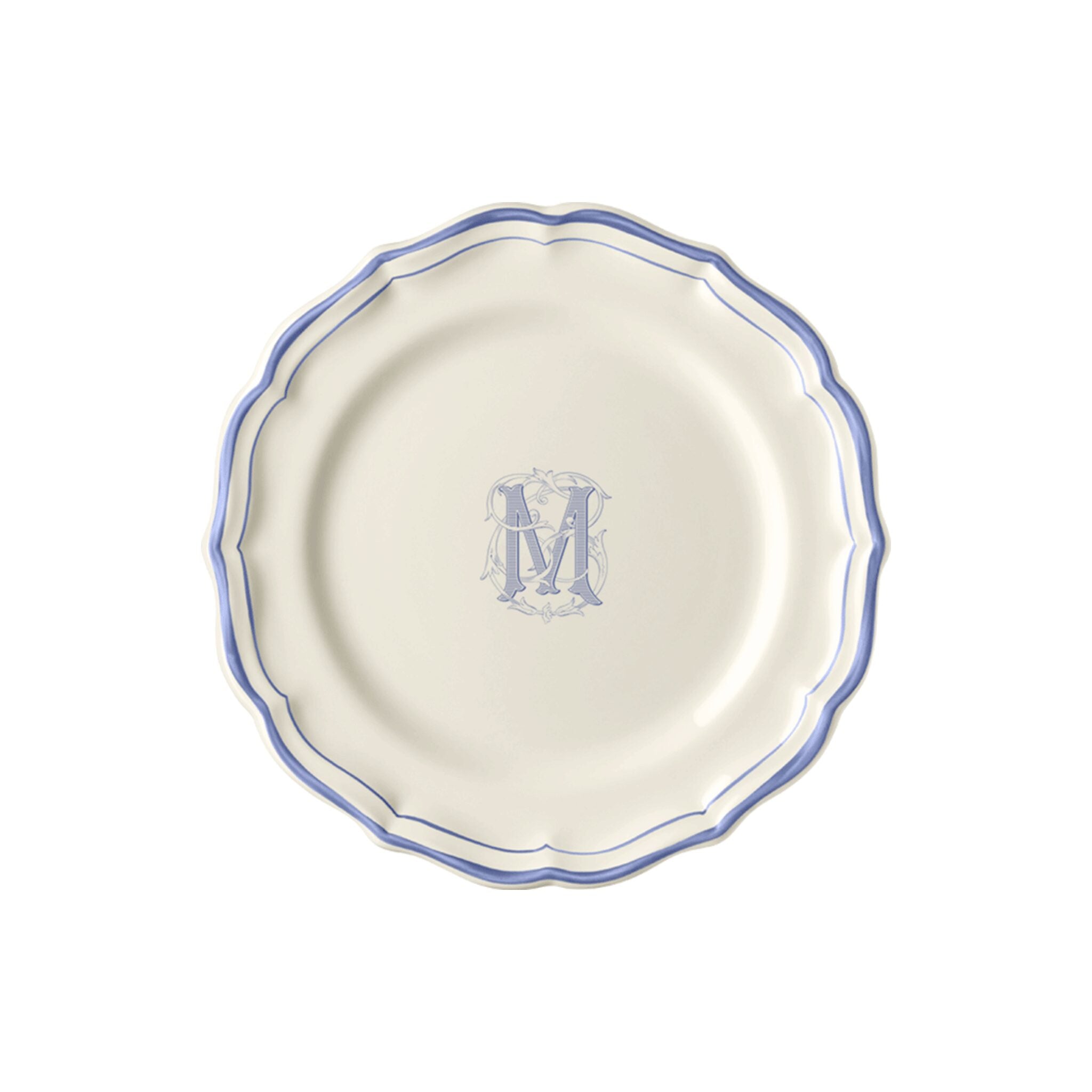 Gien Set of 6 Dessert Plates M - Filet Blue Monogram