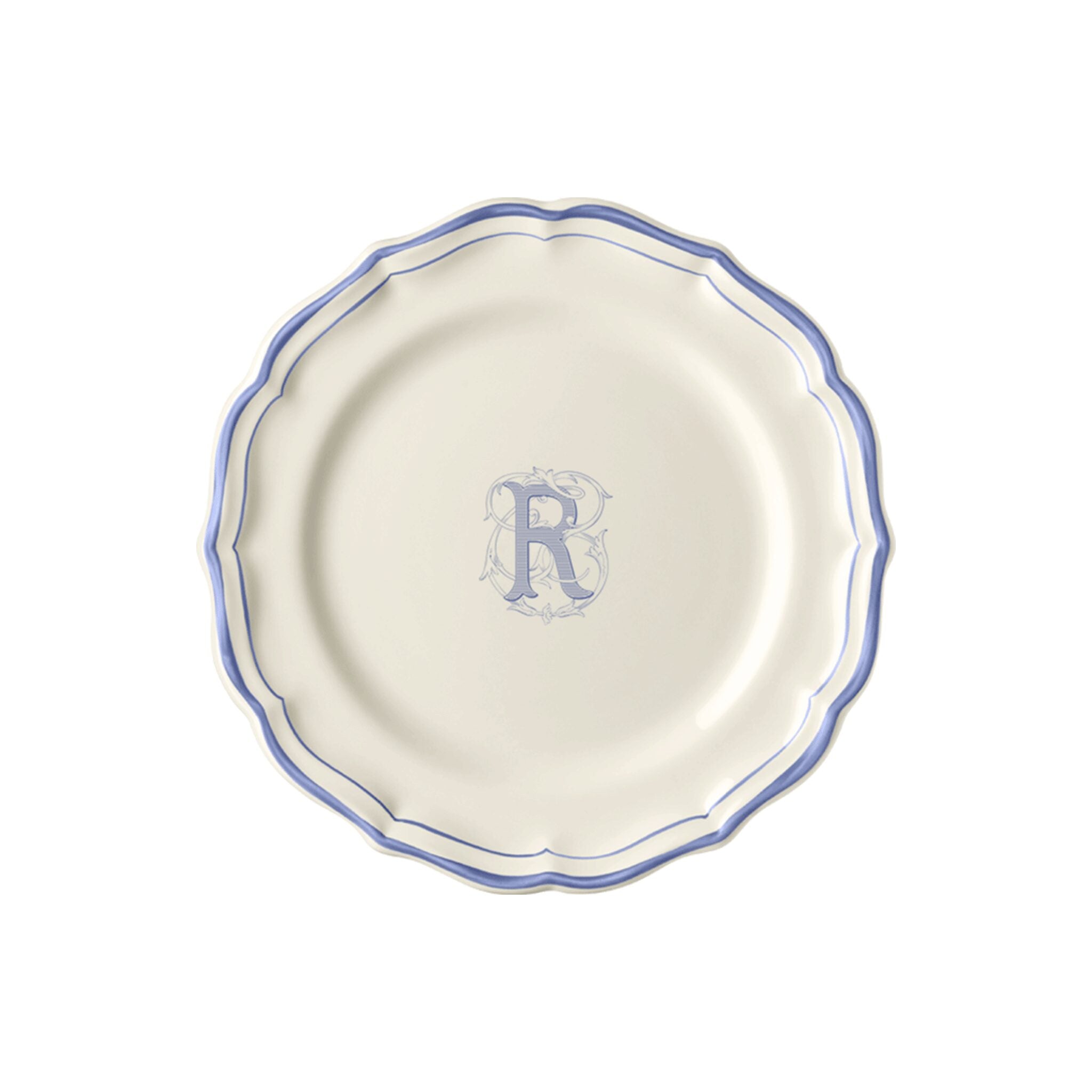 Gien Set of 6 Dessert Plates R - Filet Blue Monogram