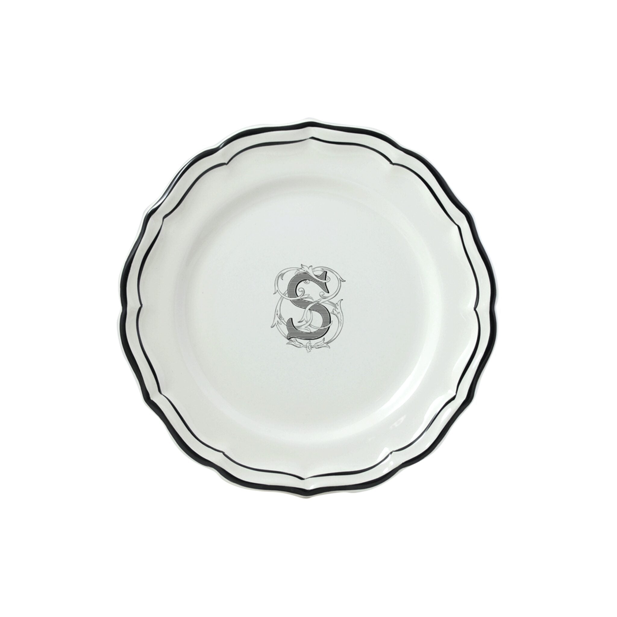 Gien Set of 6 Dessert Plates S - Filet Midnight Monogram