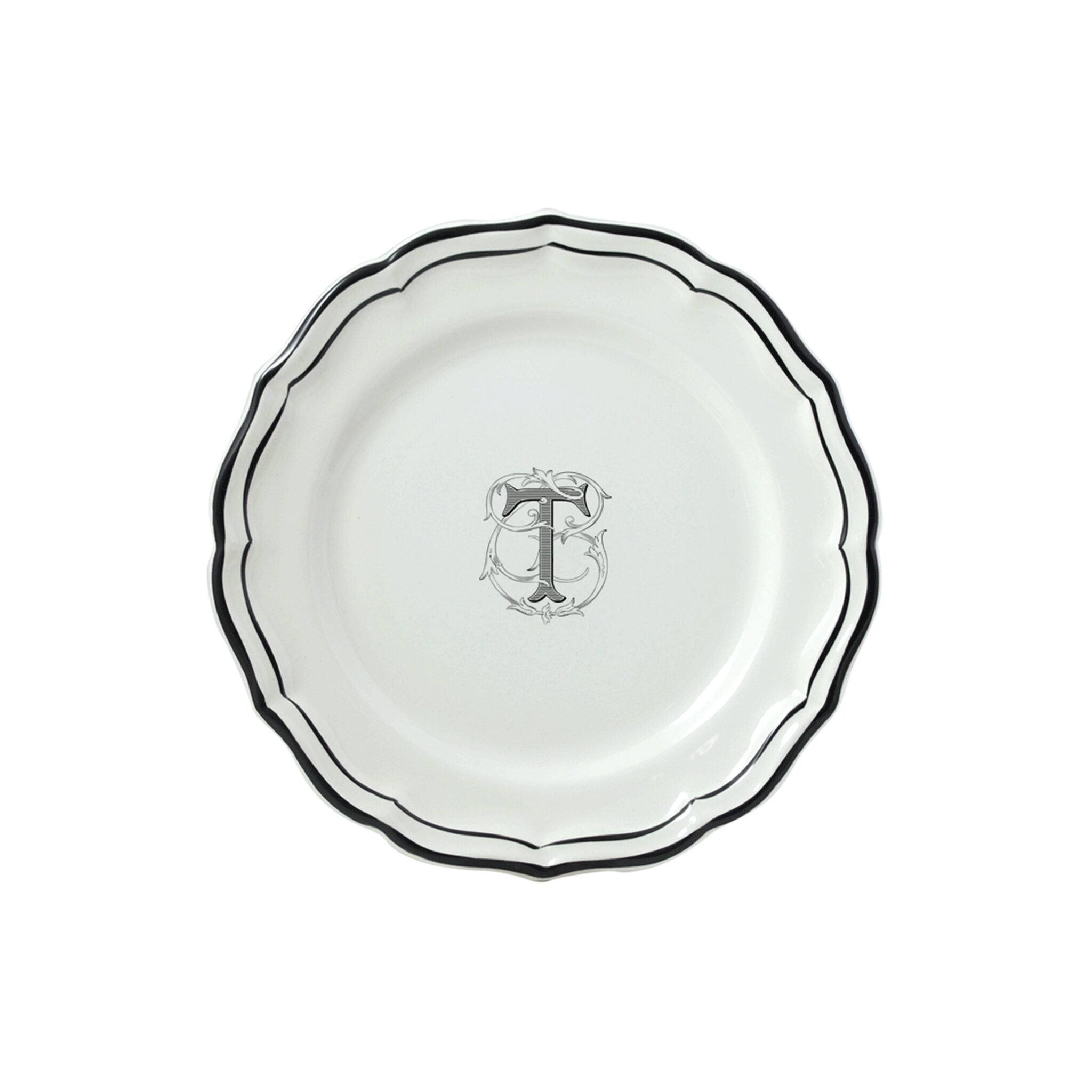Gien Set of 6 Dessert Plates T - Filet Midnight Monogram