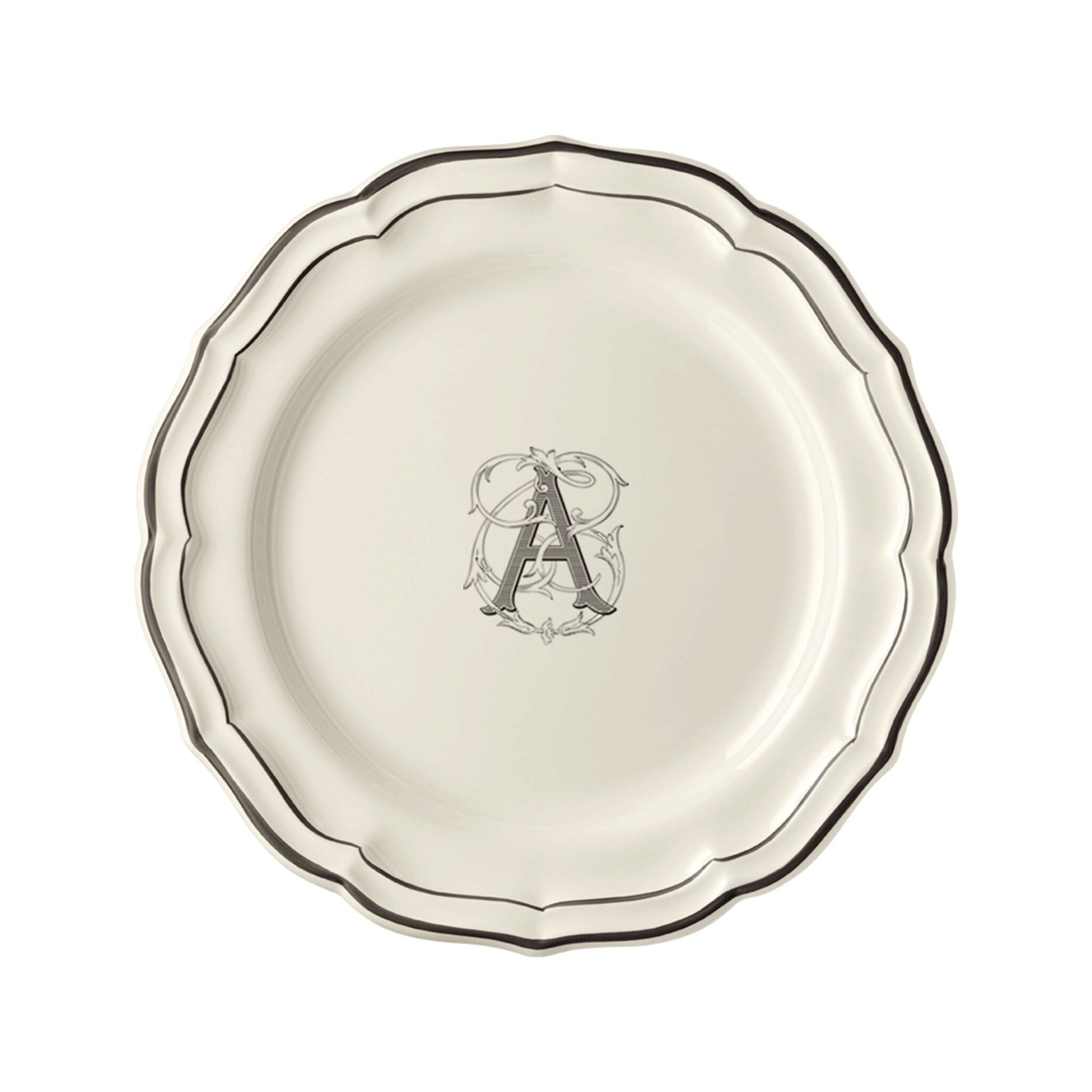 Gien Set of 6 Dinner Plates A - Filet Midnight Monogram
