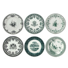 Gien Set of 6 Dinner Plates Assorted - Les Dépareillées Green
