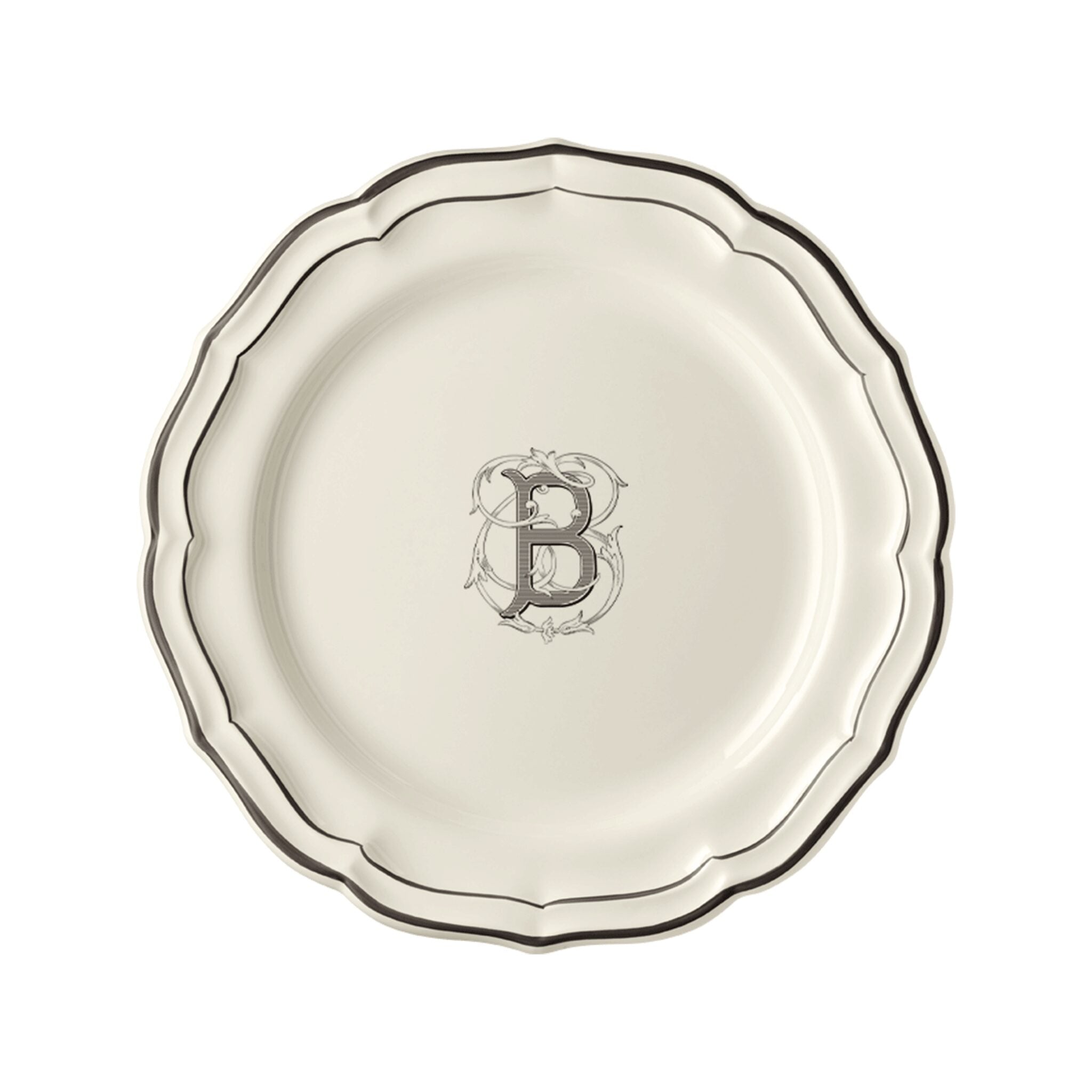 Gien Set of 6 Dinner Plates B - Filet Midnight Monogram
