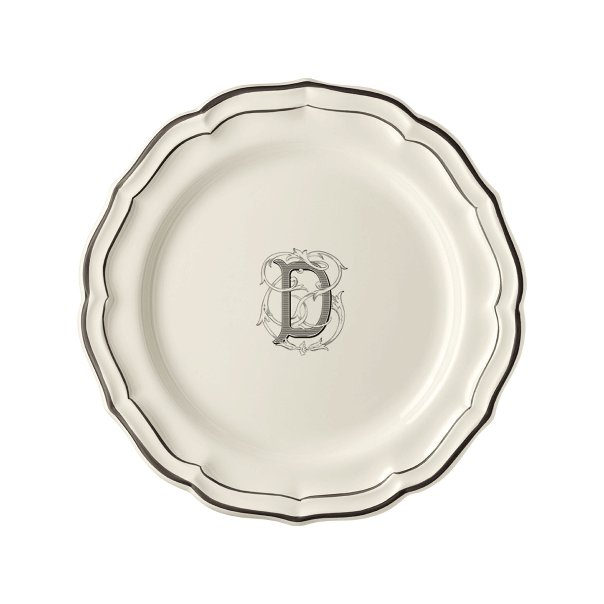 Gien Set of 6 Dinner Plates D - Filet Midnight Monogram
