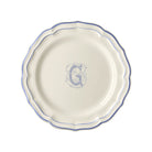 Gien Set of 6 Dinner Plates G - Filet Blue Monogram