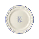 Gien Set of 6 Dinner Plates K - Filet Blue Monogram