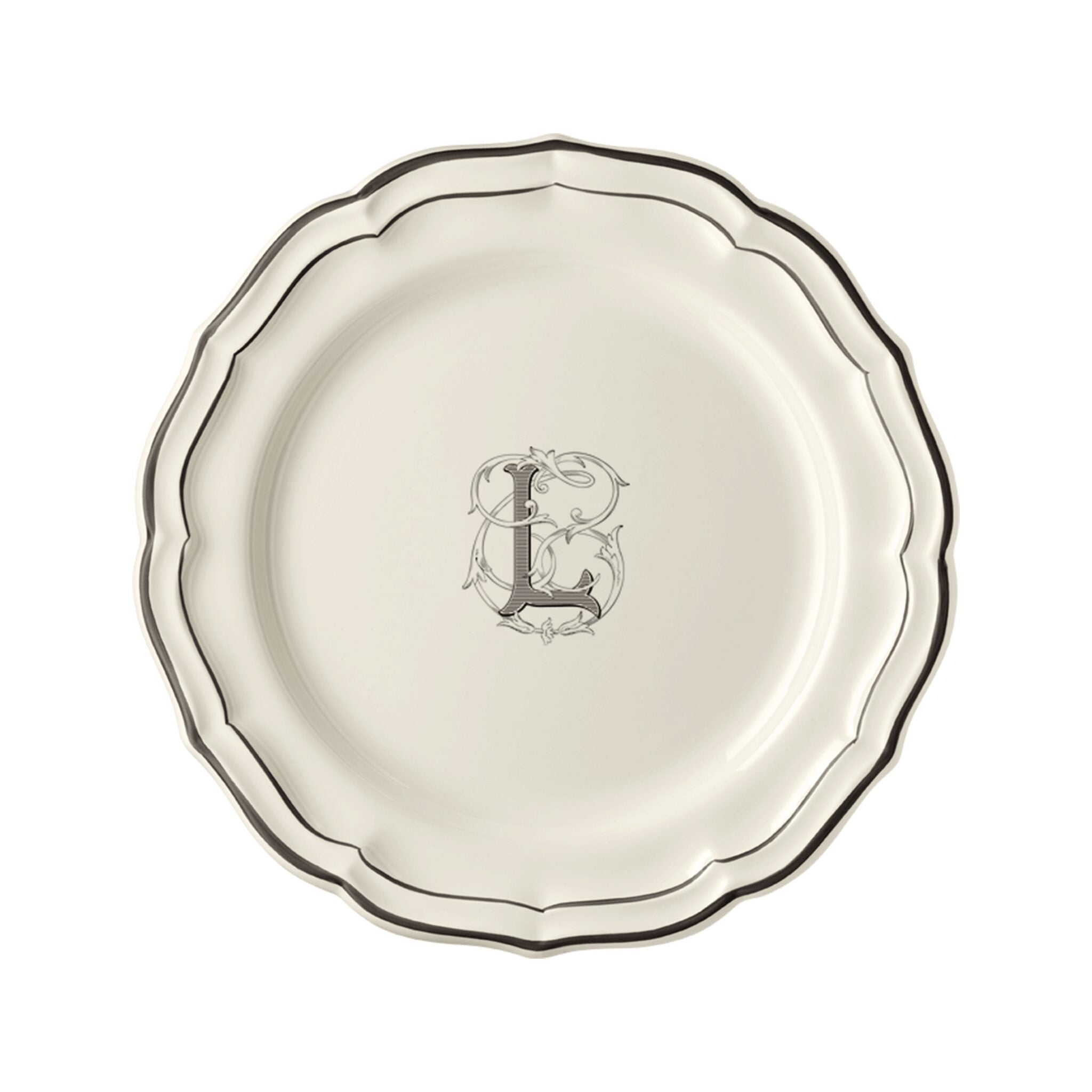 Gien Set of 6 Dinner Plates L - Filet Midnight Monogram