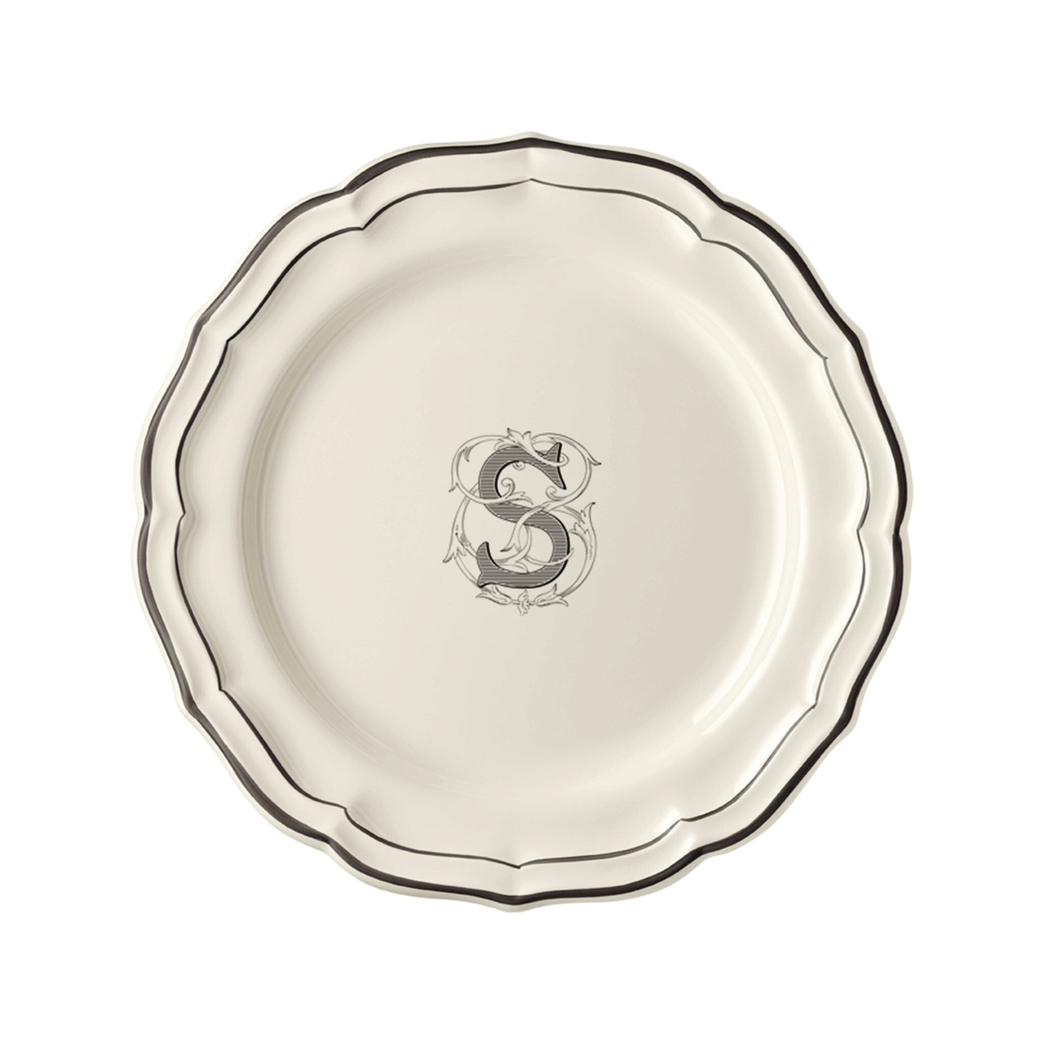 Gien Set of 6 Dinner Plates S - Filet Midnight Monogram