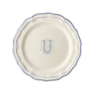 Gien Set of 6 Dinner Plates U - Filet Blue Monogram