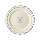 Gien Set of 6 Dinner Plates V - Filet Blue Monogram