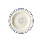 Gien Set of 6 Rim Soups C - Filet Blue Monogram Soup Plates & Rimmed Soup Bowl