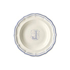 Gien Set of 6 Rim Soups J - Filet Blue Monogram Soup Plates & Rimmed Soup Bowl