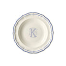 Gien Set of 6 Rim Soups K - Filet Blue Monogram Soup Plates & Rimmed Soup Bowl