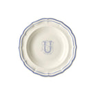 Gien Set of 6 Rim Soups U - Filet Blue Monogram Soup Plates & Rimmed Soup Bowl