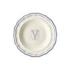 Gien Set of 6 Rim Soups V - Filet Blue Monogram Soup Plates & Rimmed Soup Bowl