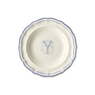 Gien Set of 6 Rim Soups Y - Filet Blue Monogram Soup Plates & Rimmed Soup Bowl