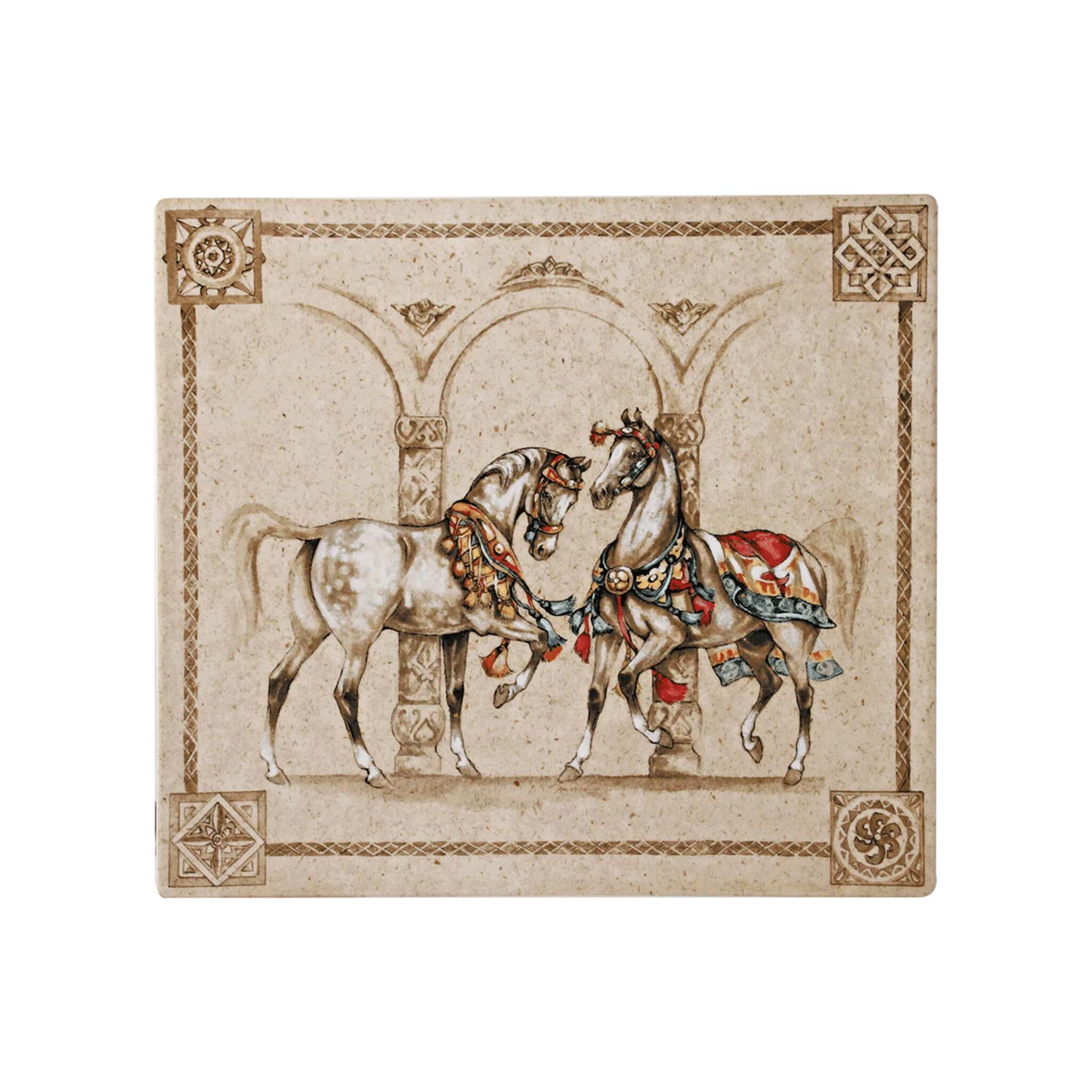 Gien Square Plate, Large - Chevaux Du Vent