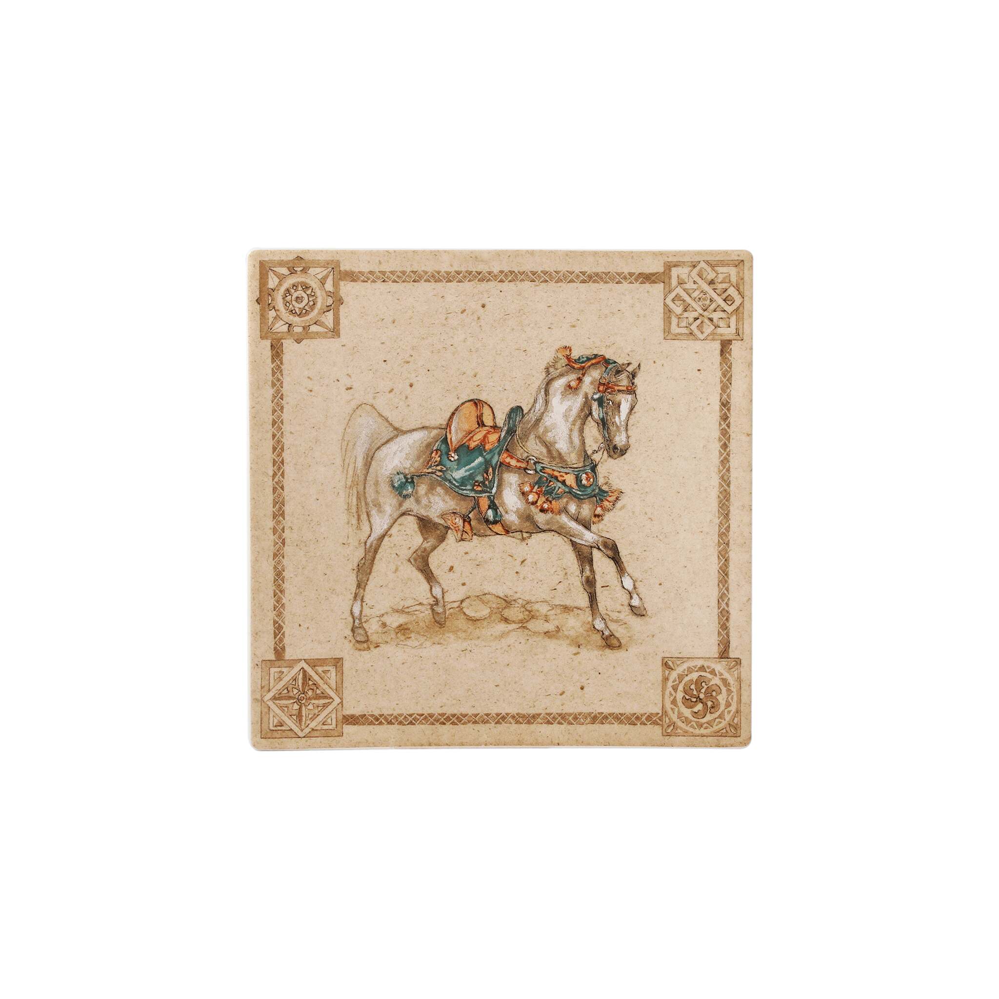 Gien Square Plate, Small- Chevaux Du Vent