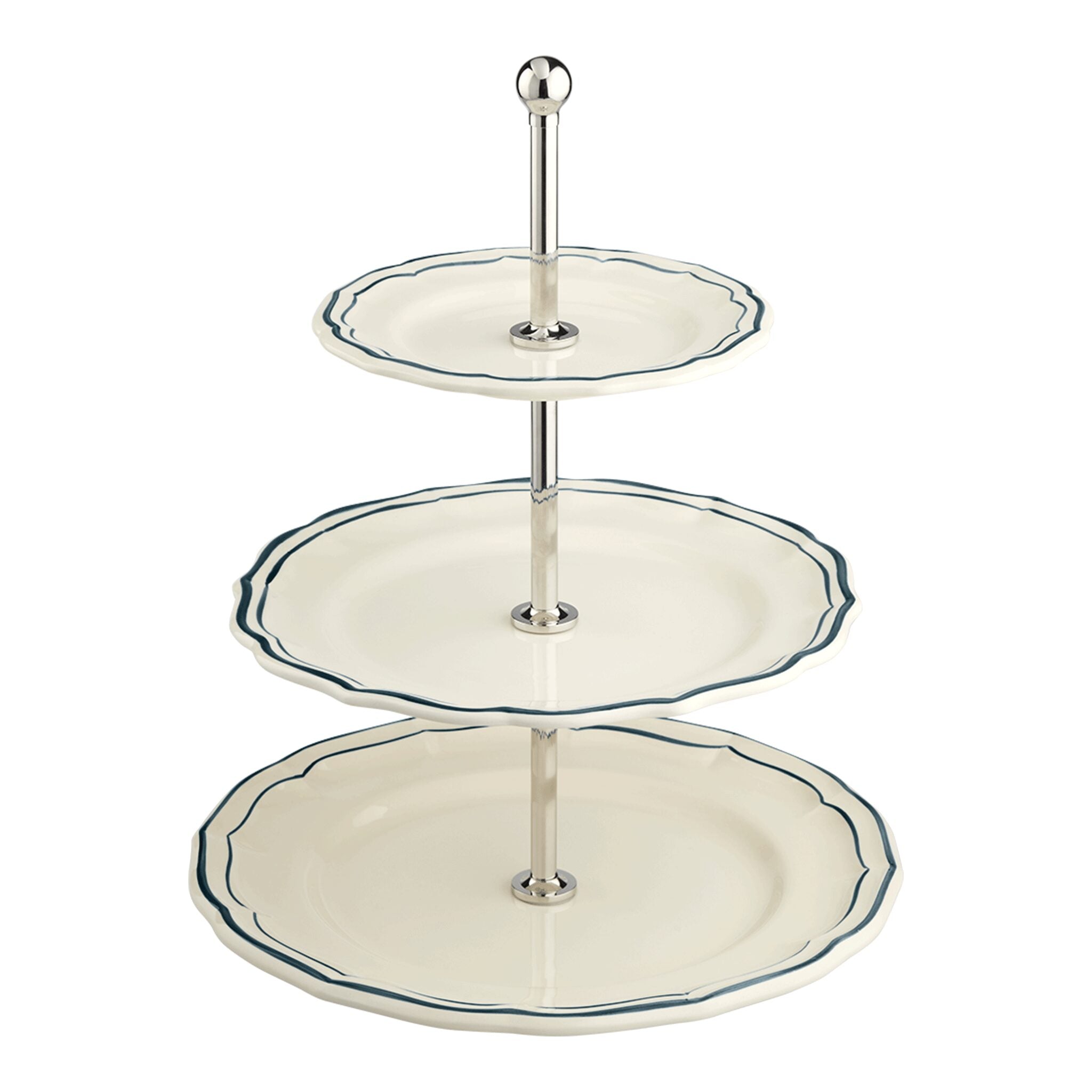 Gien Three-tier Cake Stand - Filet Ocean Blue