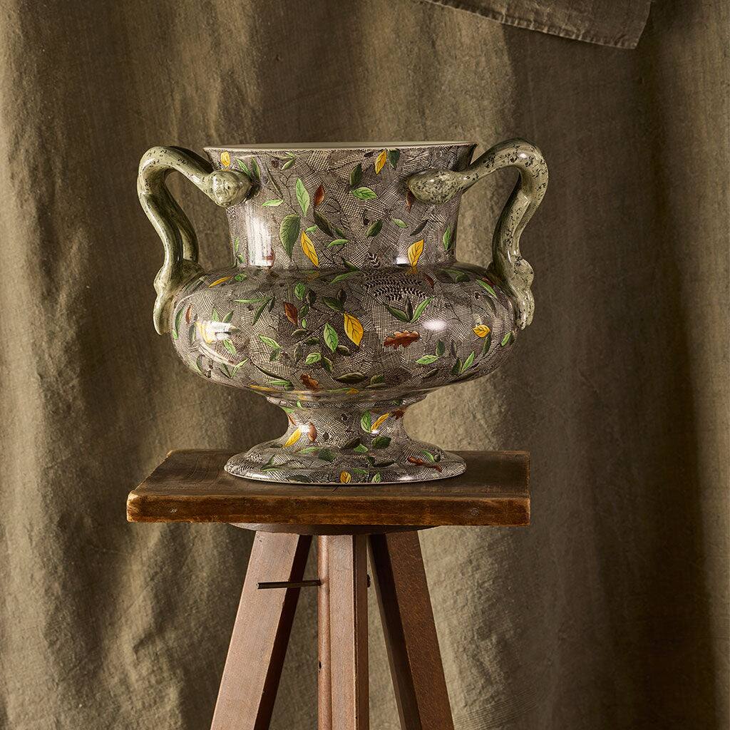 Gien Vase Faenza with Snake Handles - Rambouillet, alternate view