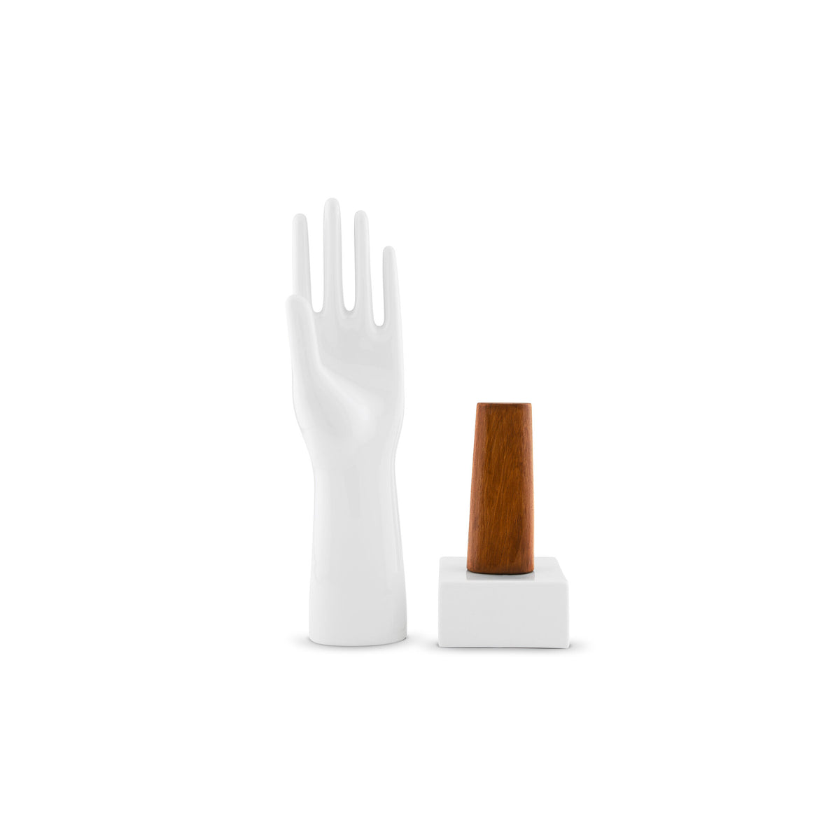 Ginori 1735 Arte di Gio Ponti Base for Big Mano, Wood and Porcelain, view 2