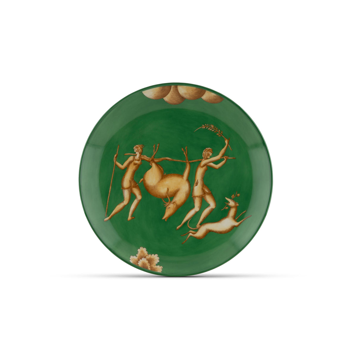 Ginori 1735 Arte di Gio Ponti La Venatoria Plate, Trasporto del Daino Green