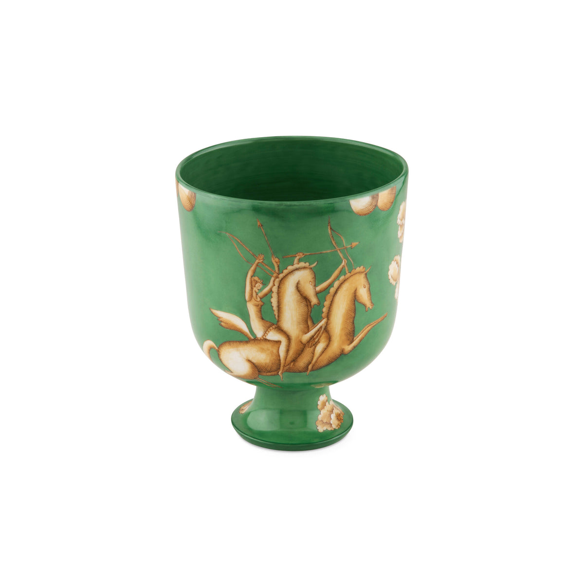 Ginori 1735 Arte di Gio Ponti La Venatoria Vase, Trionfo delle Amazzoni e Uccisione del Daino Green, view 3