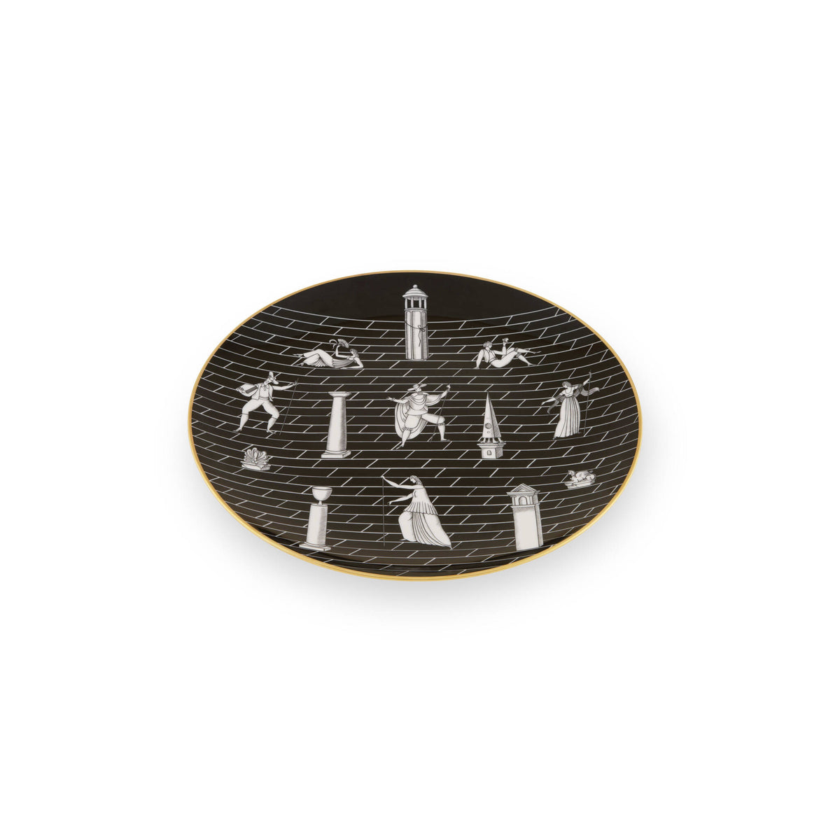 Ginori 1735 Arte di Gio Ponti Passeggiata Archeologica Plate, Black, view 2