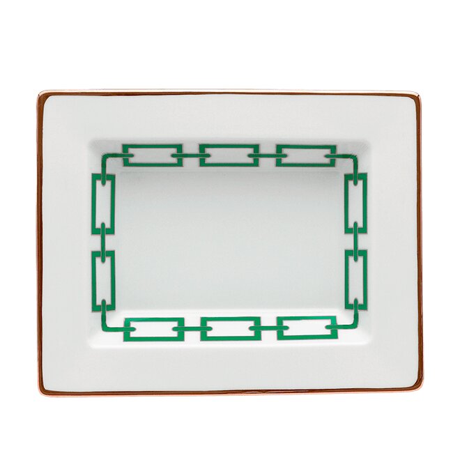 Ginori 1735 Catene Rectangular Change Tray, Smeraldo