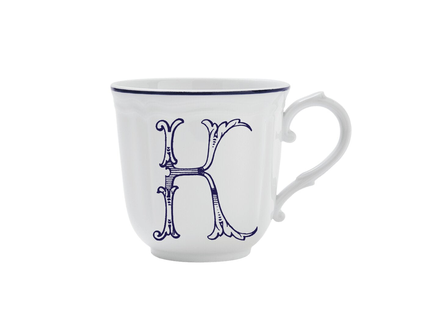 Ginori 1735 Corona Monogram Letter Mug, Blue – Letter K
