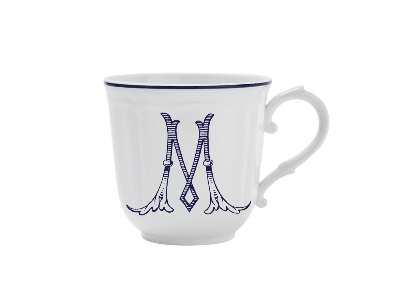 Ginori 1735 Corona Monogram Letter Mug, Blue – Letter M