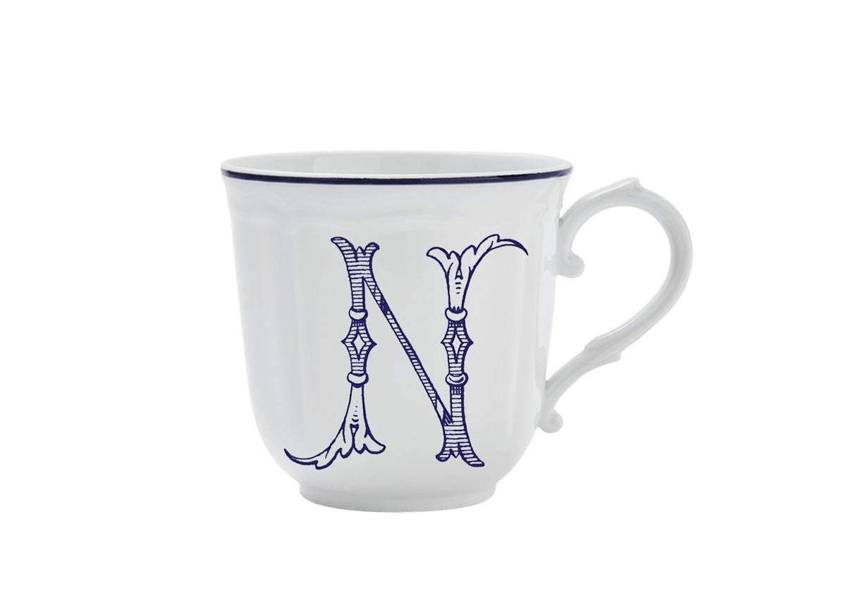 Ginori 1735 Corona Monogram Letter Mug, Blue – Letter N