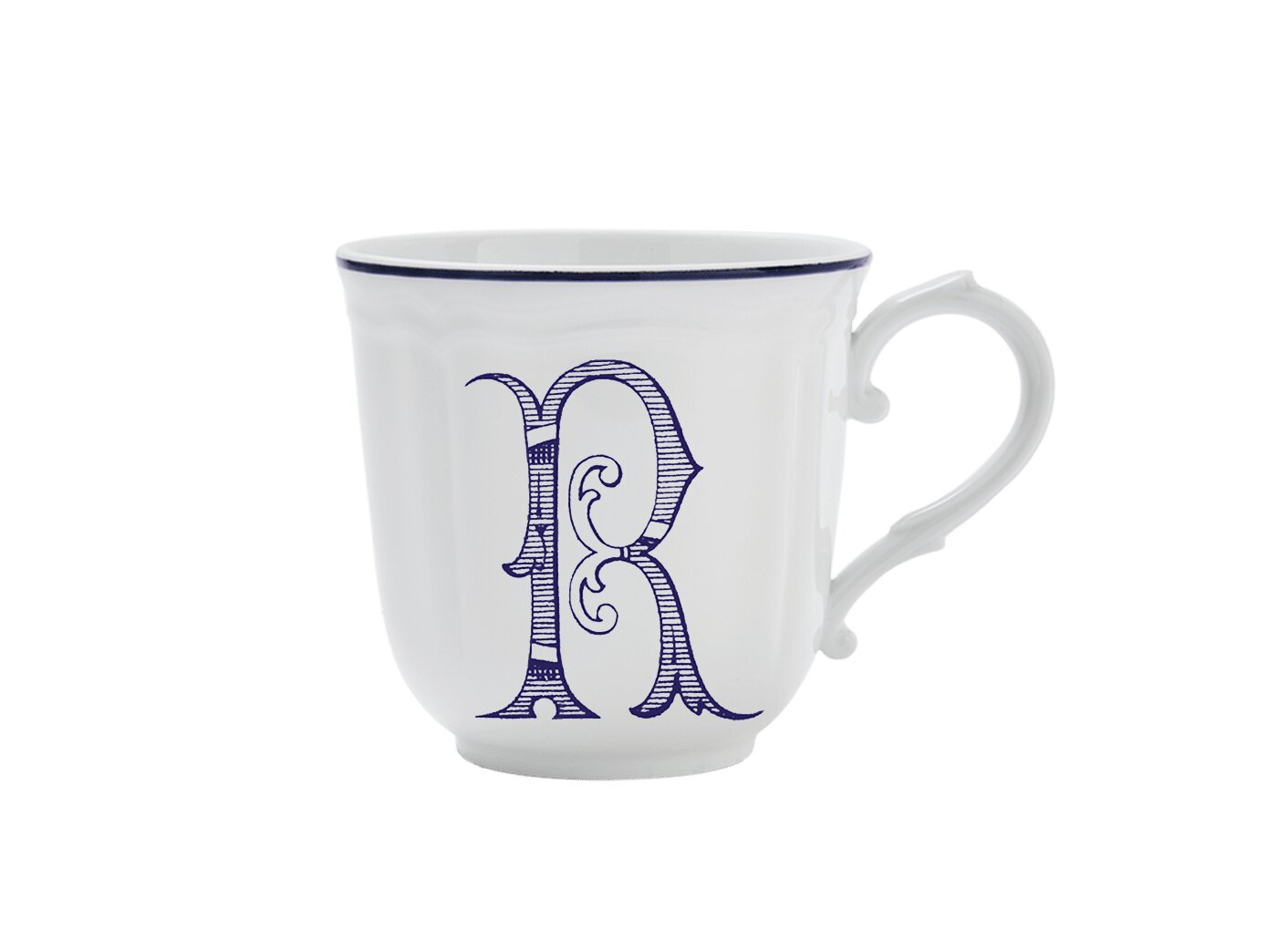 Ginori 1735 Corona Monogram Letter Mug, Blue – Letter R