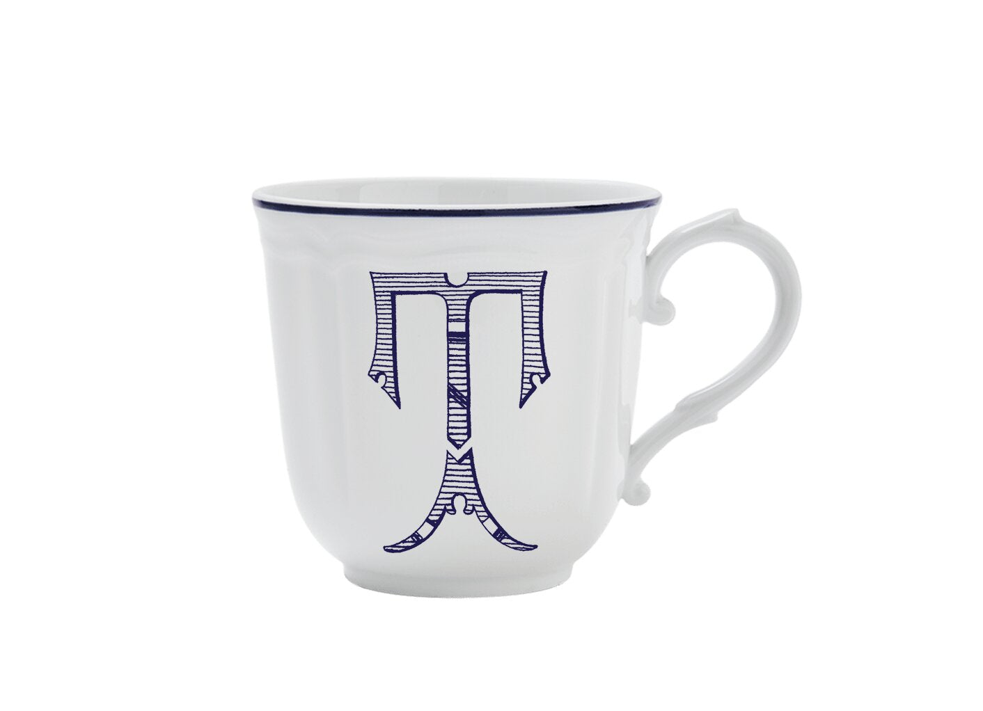 Ginori 1735 Corona Monogram Letter Mug, Blue – Letter T