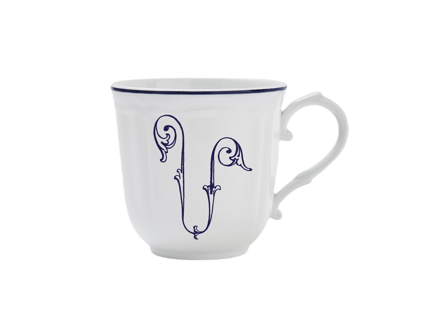 Ginori 1735 Corona Monogram Letter Mug, Blue – Letter U