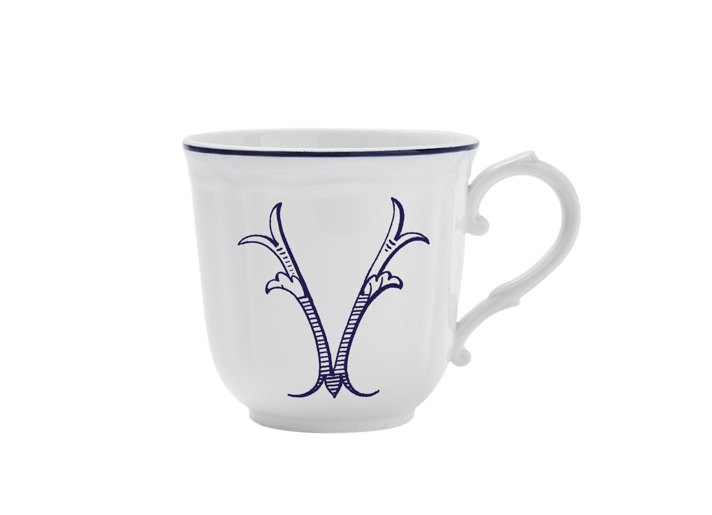 Ginori 1735 Corona Monogram Letter Mug, Blue – Letter V