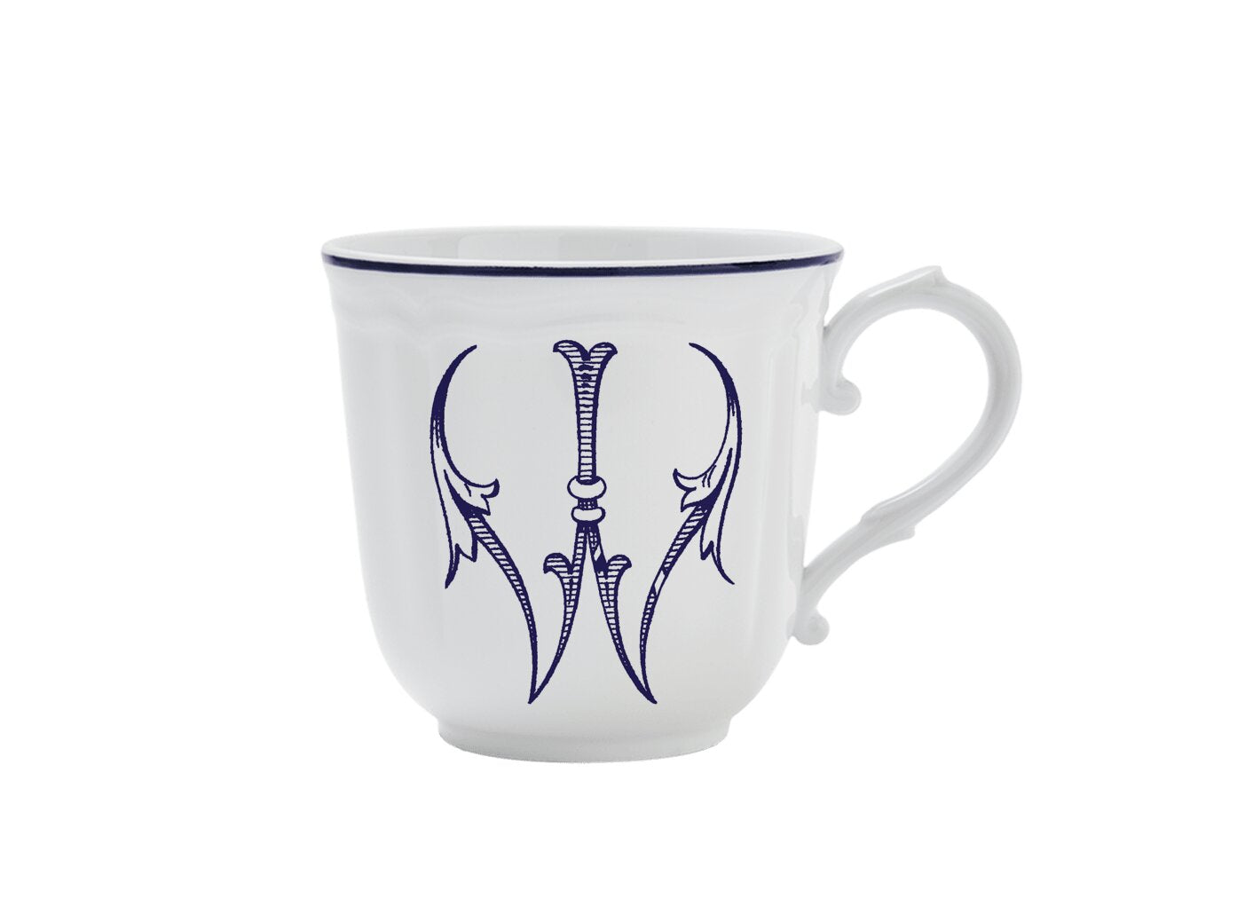 Ginori 1735 Corona Monogram Letter Mug, Blue – Letter W
