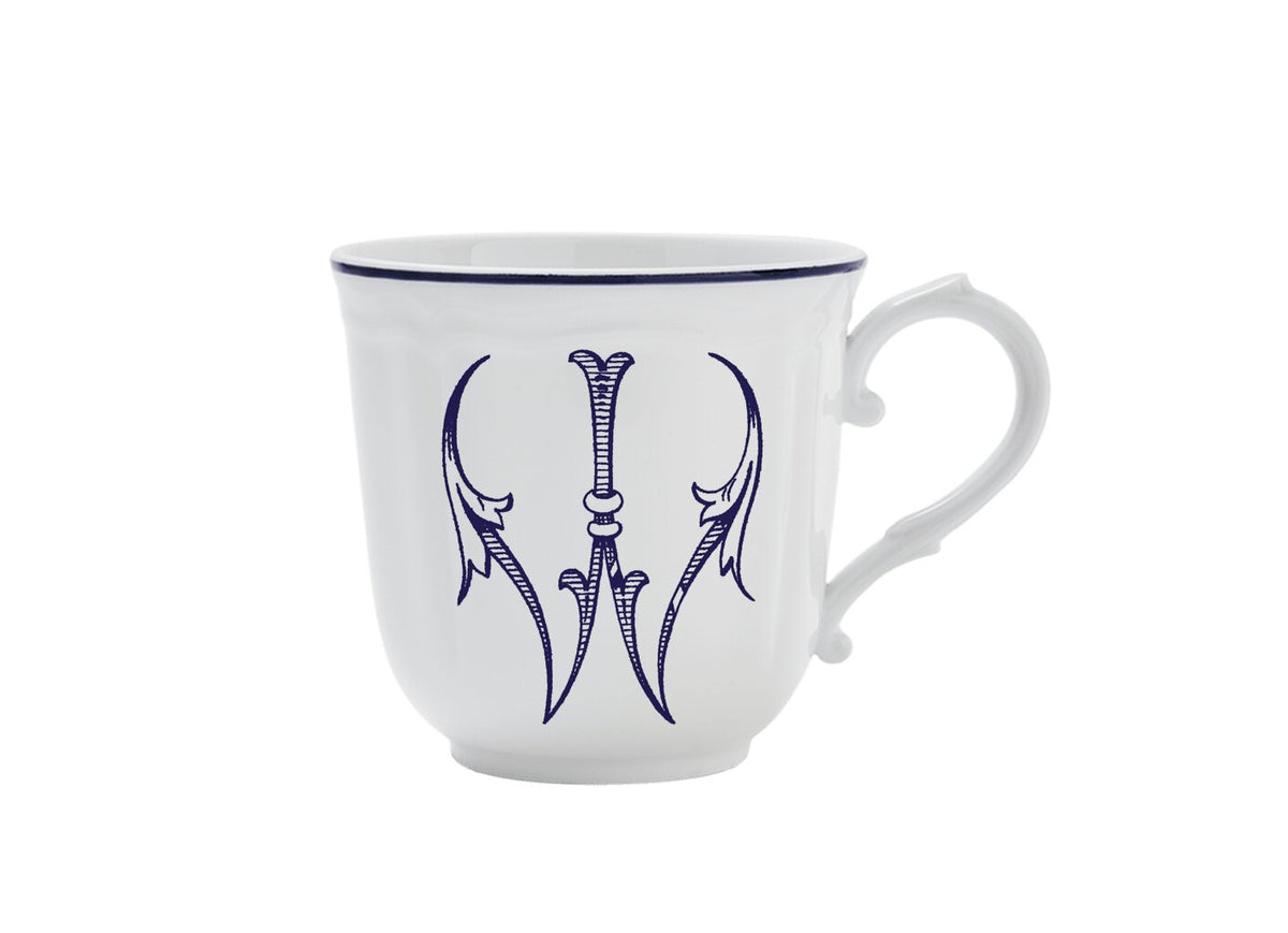 Ginori 1735 Corona Monogram Letter Mug, Blue – Letter W