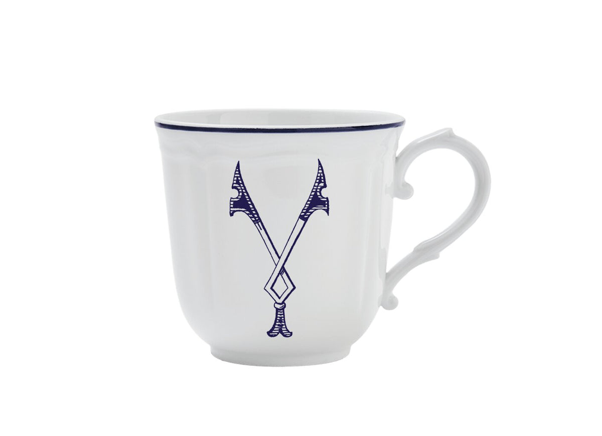 Ginori 1735 Corona Monogram Letter Mug, Blue – Letter Y