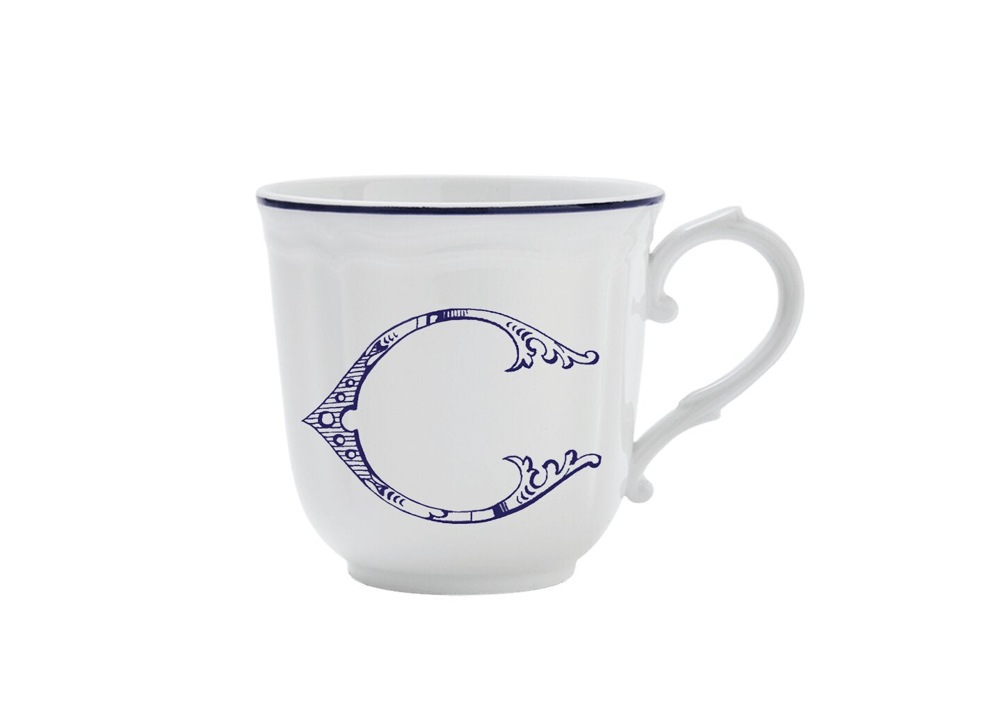 Ginori 1735 Corona Monogram Letter Mug, Blue – Letter C