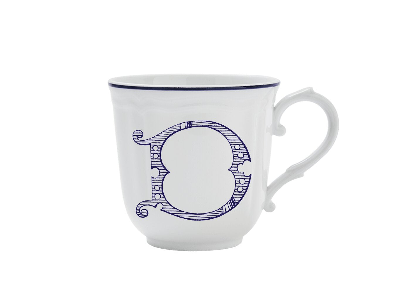 Ginori 1735 Corona Monogram Letter Mug, Blue – Letter D