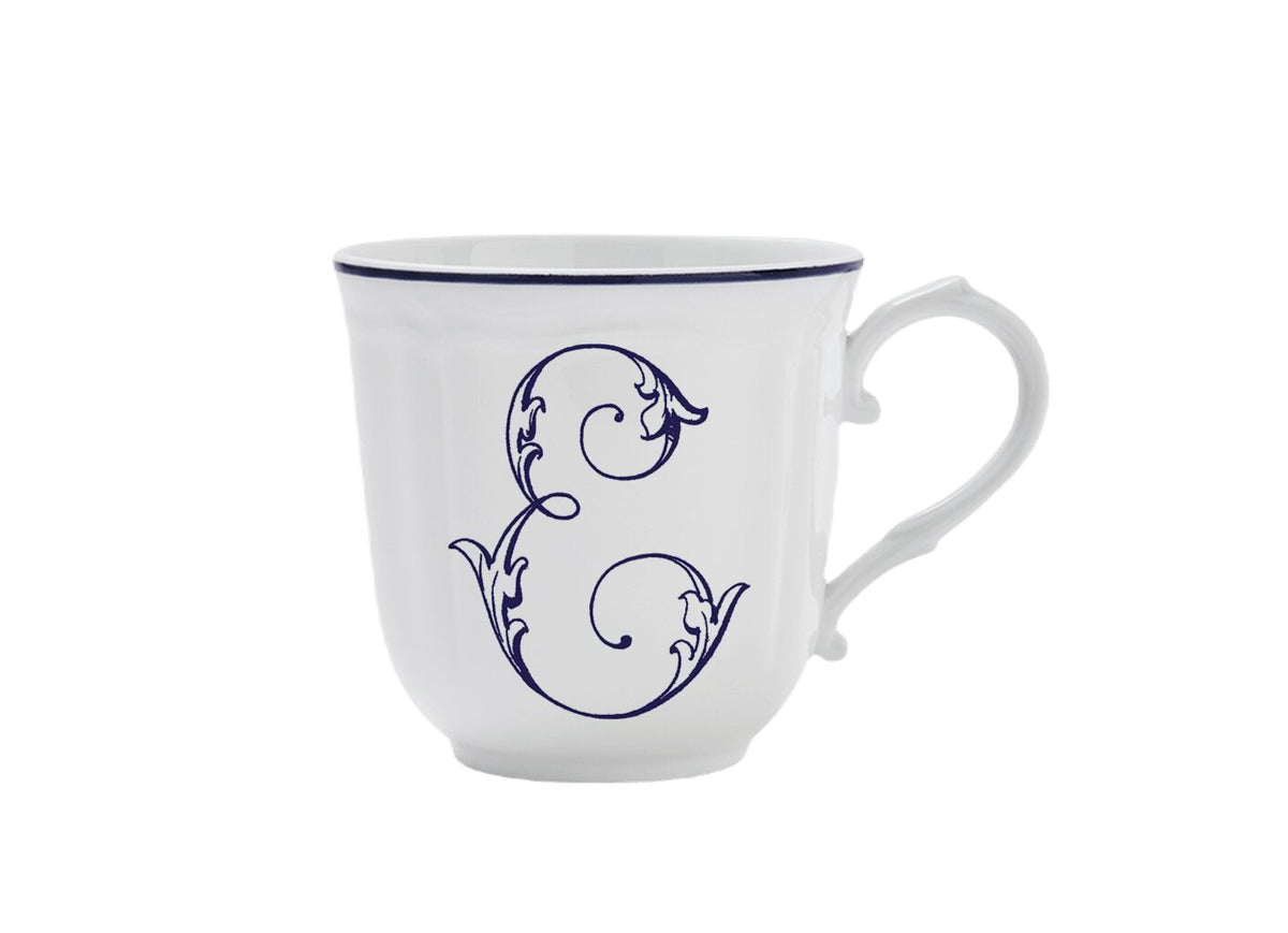 Ginori 1735 Corona Monogram Letter Mug, Blue – Letter E